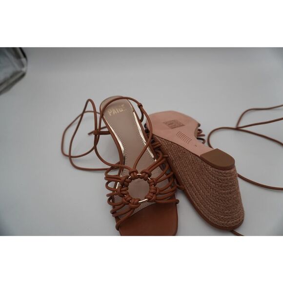 New Paige Sierra Wraparound Ankle Strap in Cognac with Jute Wedge/Chic/Sexy. Sz7 - Picture 4 of 8